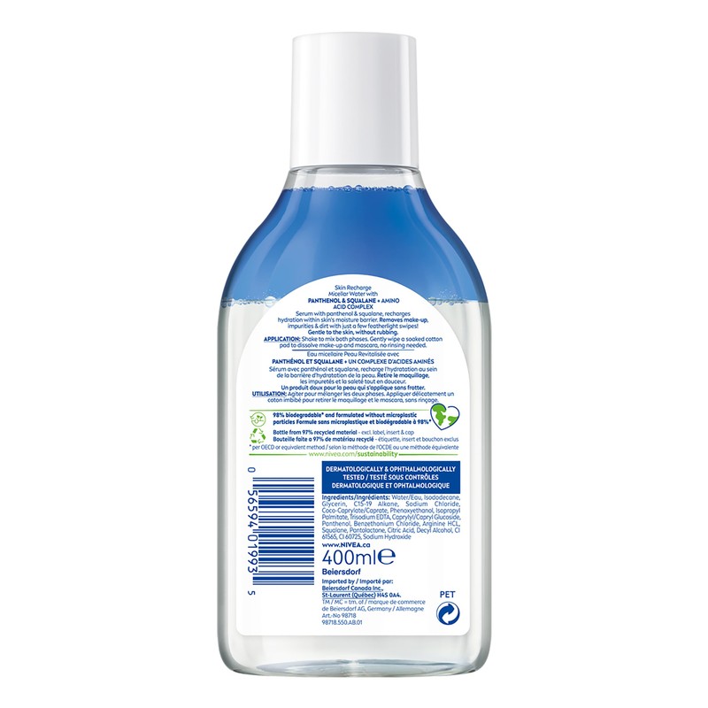NIVEA Skin Recharge Micellar Water for Tired-Looking and Sensitive Skin,