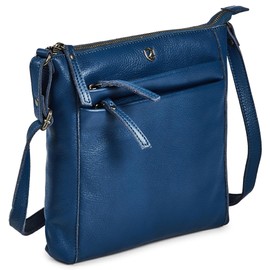 Cochoa Small Soft Pebbled Real Leather Women Crossbody Handbags & Purses - Triple Zip Premium Sling Crossover Shoulder Bag (Sapphire Blue Nappa)