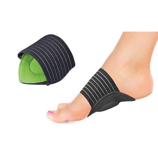 Plantar Fasciitis Arch Support for Flat and Achy Feet, Heel Spurs, Fallen Arches and Foot Pain Relief 2 Gel Cushioned Sleeves, Padded Compression Insoles for Men and Women (Green)