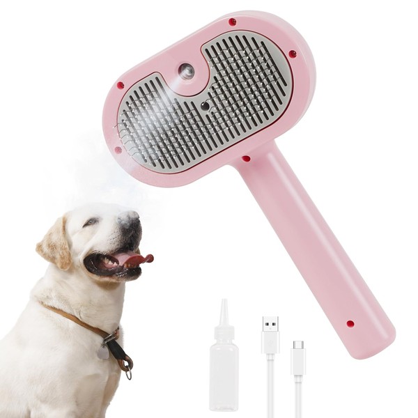 Furgo Cat & Dog Steam Brush for Shedding, 3-in-1 Deshedding