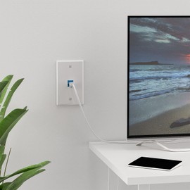 Iwillink 10Gbps Keystone Wall Plate 1 Port, 2 Pack with 4 Pcs RJ45 Coupler, Keystone Wall Jack Plate with Low Voltage Mounting Bracket, RJ45 Network Wall Plate - White Cat6a Ethernet Wall Plate Outlet