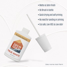 Oslo Home Touch Up Paint, True White, 20ml, Matte, w/brush in bottle, Quick drying, for Home, Kitchen cabinets, Walls
