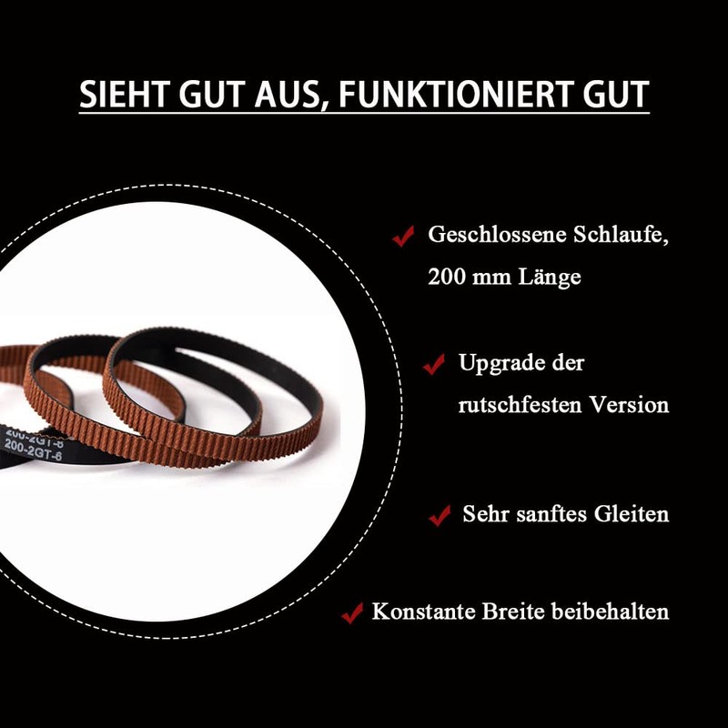 MOTOU® GT2 Timing Belt, Non-Slip Upgrade Version Width 6mm, Fits