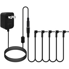 HOEREV Pedal Power Adapter 9V DC Pedal Power Supply Current 1A 1000 mA Tip Negative for Guitar Pedal Power Supply (9V1A 5 Ways)