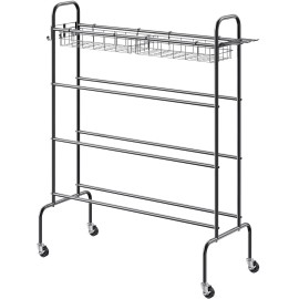 4-Layers Rolling Basketball Shooting Training Stand Sports Equipment Storage Organizer Wheels Hooks Court Equipment BasketballSize: Size 14 x 18 x 49 inch