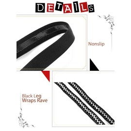 Flayem Women's Leg Garter Elastic Sparkly Leg Wrap Non-Slip Adjustable Festival Party Dance Fishnet Accessories (Pack of 2), black/silver