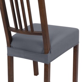 SearchI Stretch Dining Chair Seat Covers Set of 6, Soft Removable Washable Seat Covers for Dining Chairs, Dining Room Seat Cover Protector (Rear-Covered, Pure Grey)