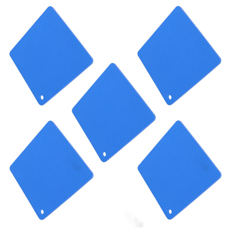 5pcs Silicone Pot Holders Mat Heat Resistant Anti Slip Square