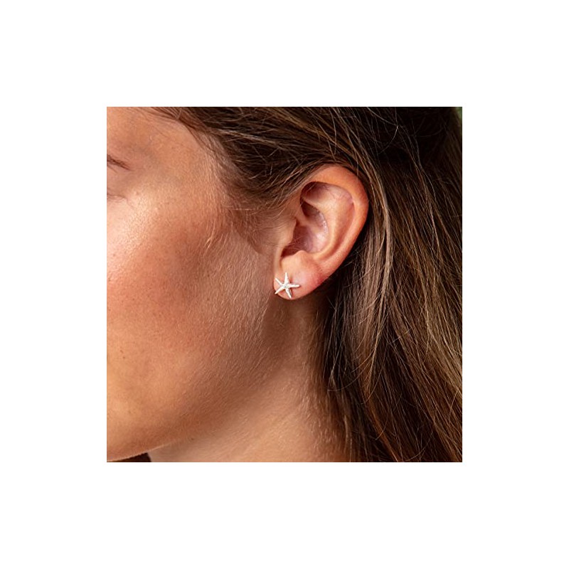DUR O5152 Women's Starfish Stud Earrings Made of Sterling Silver