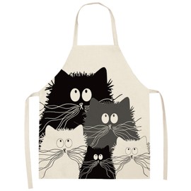 Unisex Apron Cute Cat Cartoon Apron for Women Men Working Apron for Cooking Baking Extra Long Tie Kitchen Apron,11