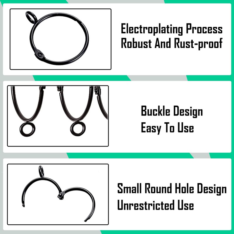 25pcs Curtain Rings, Curtain Opening Rings, Metal Hooks, Curtain Buckles,