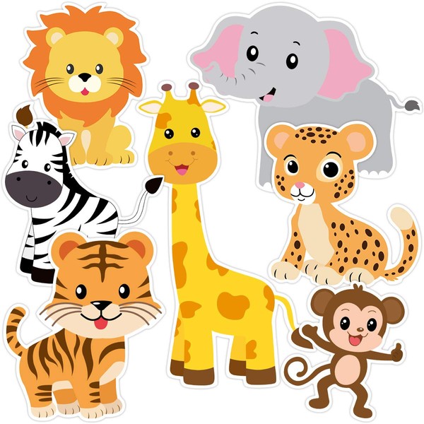 Zoo Animals Cutouts Safari Jungle Cardboard for Baby Shower Birthday Party Bulletin Board 21 Count