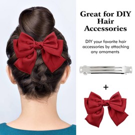 Cinaci 20 Pack 6cm/2.4" Simple Plain Blank DIY Caft Silver Metal French Hair Barrettes with Black Leather Cover Snap Hair Clips Clasps for Women Girls Teens Hair Accessories (2.4 Inch)