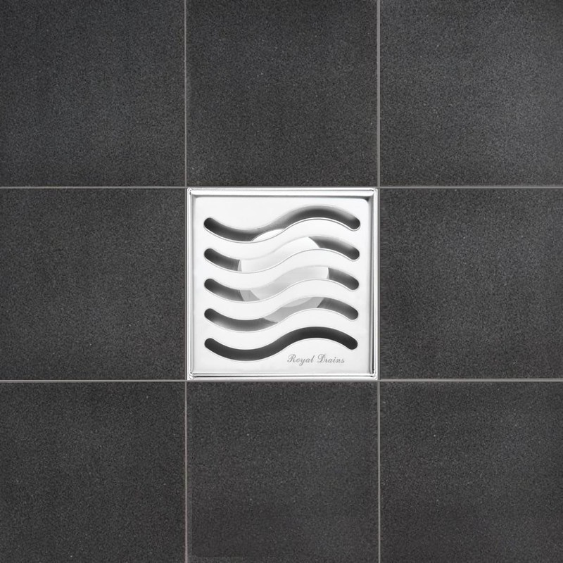 SereneDrains 304 Stainless Steel 4 Inch Square Polished Chrome Shower