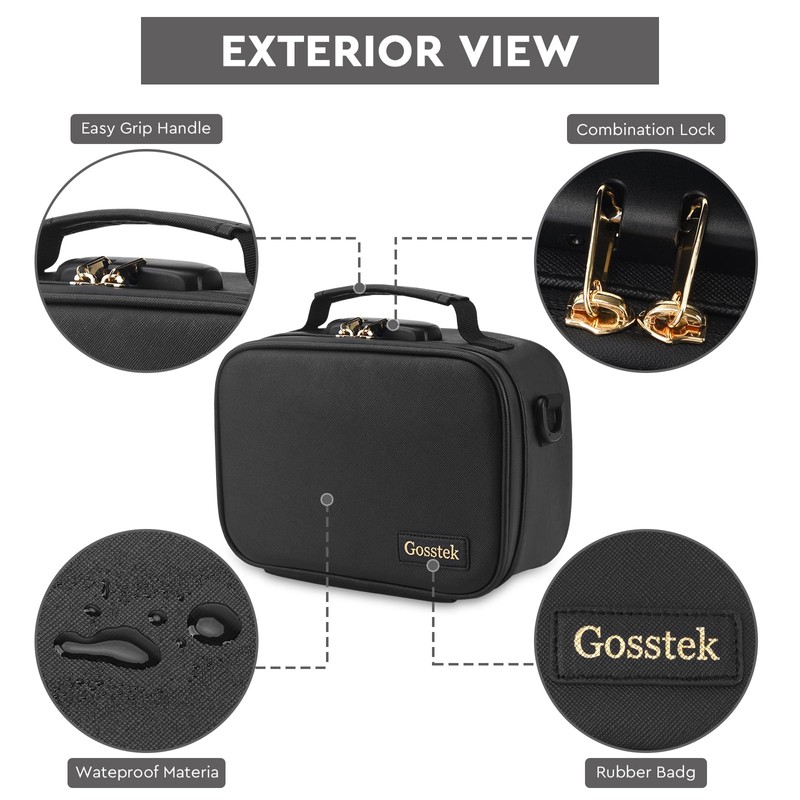 Gosstek PU Leather Smell Proof Bag with Combination Lock, Childproof