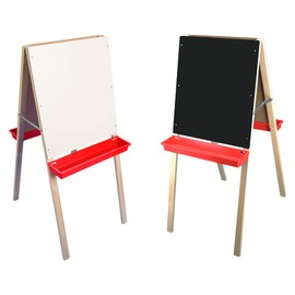 Flipside Products Child's Black Chalkboard and White Dry Erase Easel, Kids Foldable, Drawing in Classroom, Whiteboard