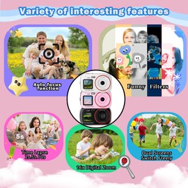 Digital Camera for Kids Teens Girls Boys, Point and Shoot Camera with Dual Screen Autofocus 16X Zoom, FHD 1080P 72MP Vlogging Camera, Compact Camera with 32GB Card, Fill Light(White)