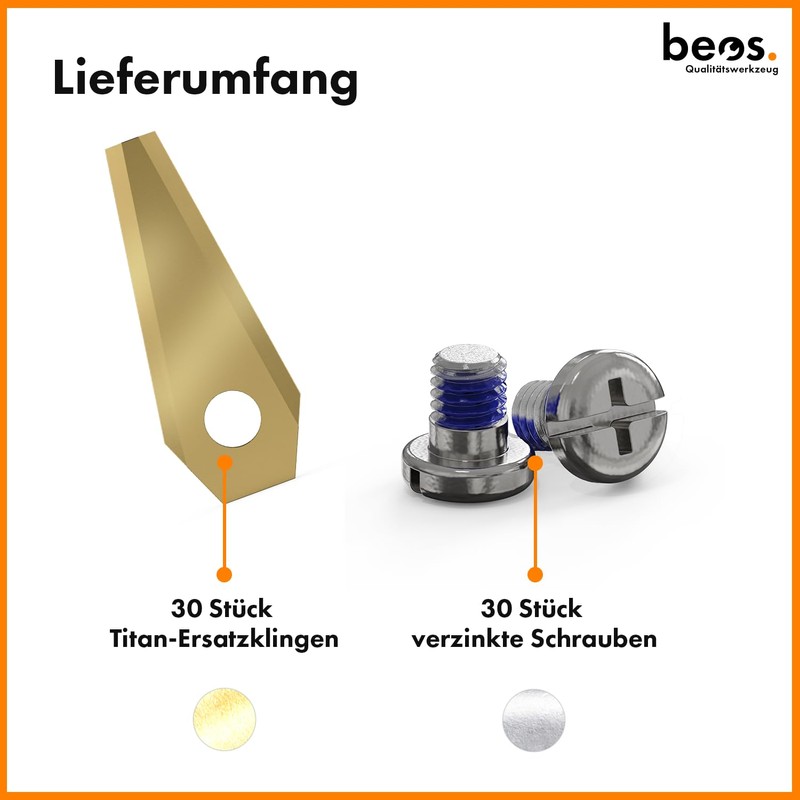 BEOS® 30 x Premium Titanium Replacement Blades for Bosch Indego