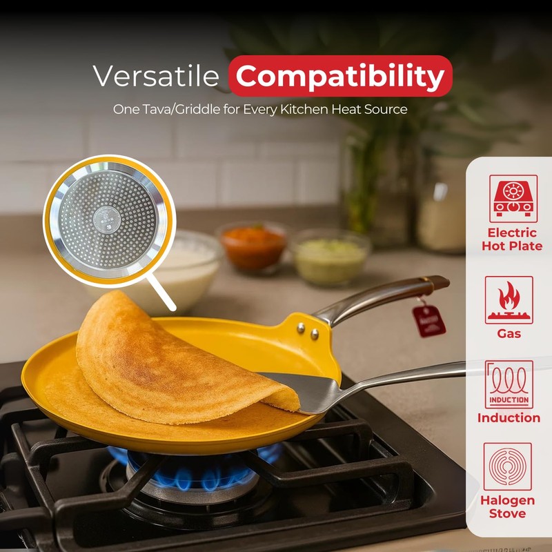 SALFORD 11.5 inch Nonstick Ceramic Crepe Pan, Flat Skillet Griddle