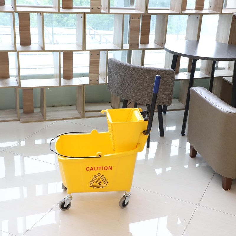 Midoneat Commercial Mop Bucket with Side Press Wringer on Wheels,
