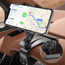 Baisher Car Phone Holder, 1200 Adjustable Phone Mount for Car with Extra Hidden Stop Sign and Easy Mounting Pull Bad, Dashboard Phone Holder for Sun Vsors, Dashboard Light Shield Car Phone Mount