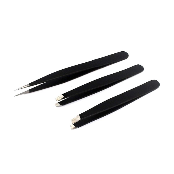 AAProTools Eyebrow Tweezer Set,3 Pcs Premium Stainless Steel Eyebrow Tweezers