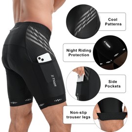 X-TIGER Men's Cycling Shorts with 5D Padded, Breathable Quick-Drying Cycling Shorts with 3 Pockets, 102Black Grey