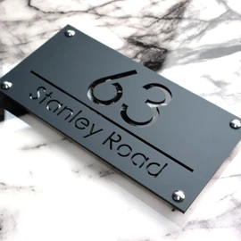 K SMART SIGN | LUXE H3 F31 | House Numbers Plaques House Numbers Door Signs House Number For Wall Name Plaques For Outside 3D Laser Cut acrylic Mirrored Marble (Matt Gray & Black Marble)
