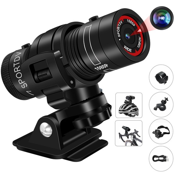 Nisanmoon Action Cam, Motorcycle Helmet Camera HD 1080P Bicycle Sports