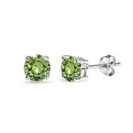 Sterling Silver 5mm Round Light Green Stud Earrings created with European Crystals