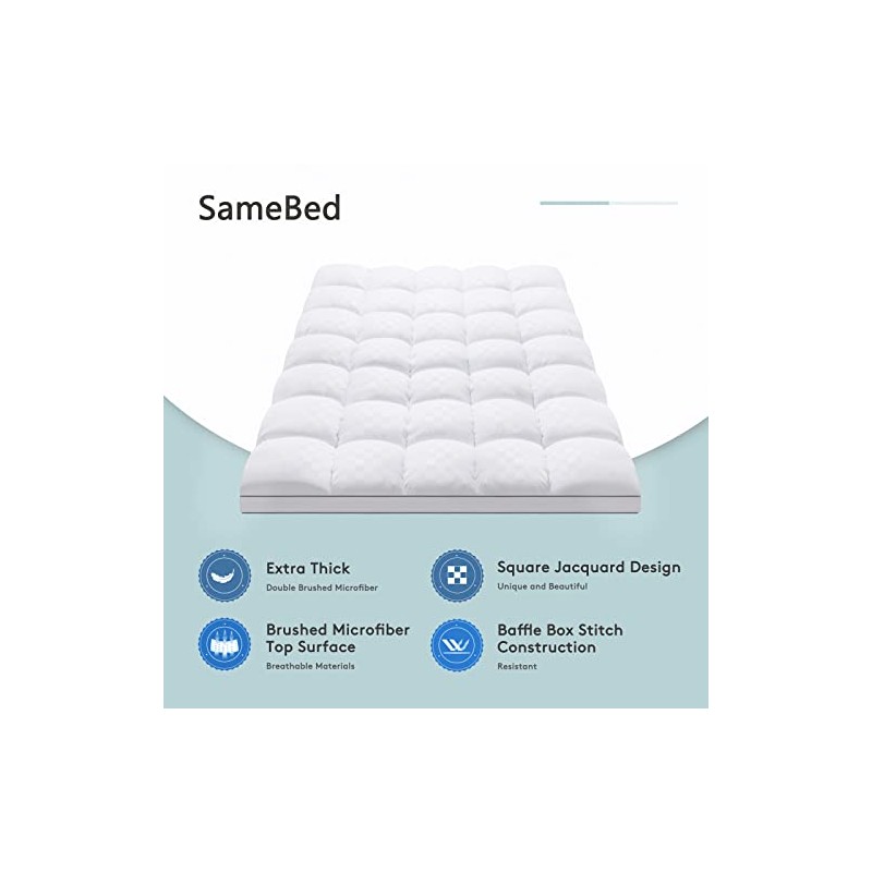 SameBed - Cubrecolchón tamaño Queen, extra grueso para dolor de
