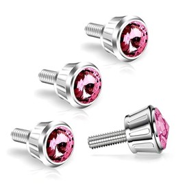 Kit de sujetadores de 4 piezas para placa de matrícula, tornillos antirrobo de aluminio con cristal brillante, kit de pernos decorativos de marco de placa de matrícula con diamantes