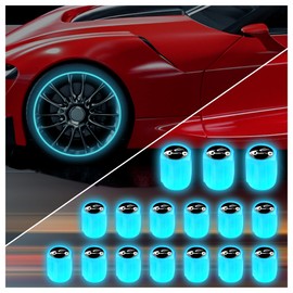 16PCS Fluorescent Tire Valve Stem Caps,Luminous Auto Wheel Air Valve Cap,Universal Decoration Accessories for Car/SUV/Bicycle/Trucks/Motorcycles,Cool Car Gifts (Car/Blue-16pcs)