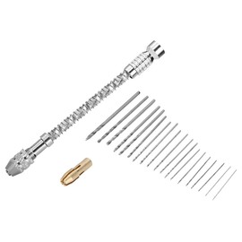 Micro Drill Bit Set, Portable Mini Hand Drill with 20pcs Twist Drill Bits 0.3-1.6mm Brass Countersink Drill Bits for Clip 0.8-3.0mm Drill Bits