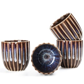 TEANAGOO Pottery Chinese Tea Cup Tea Cup, 6.5 Oz/185 ML, Junware, TG-H16 Junware-Purple, 4 Pcs/box, Occupied Japan Tea Cups Porcelian Asian Tea Cups No Handles Japanese Tea Cups