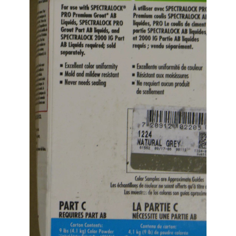 Laticrete SpectraLock - NATURAL GREY 1224 - Part C -