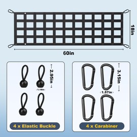 URLINE Heavy Duty Tailgate Net for Truck Bed, 60X18',Cargo Net Durable Truck Bed Extender Tailgate Cargo Net with 4 Adjustable Buckle Straps,Easy-to-use Tailgate Cargo Netting,Fit for Full Size Pickup