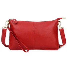 FORRICA Wallet Womens Crossbody Phone Bag for Women Small Shoulder Bag Genuine Leather Ladies Purse Large Clutch Red