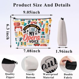 PLITI Opera Lover Gift Don't Make Me Use My Opera Voice Opera Musical Makeup Bag for Singer Musician Vocalist Theatre Lover (Opera Voice BagU)