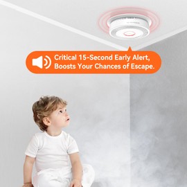 Jemay Smoke Detector Carbon Monoxide Detector Combo 10 Year Battery, Interconnected Smoke and Carbon Monoxide Detector with Voice Reminder, LED Warning Light Indicators, 4 Packs