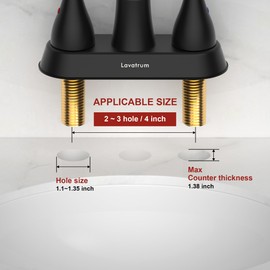 Lavatrum Bathroom Faucet Chrome, Single Handle Bathroom Faucet with cUPC Water Supply Line for 1 Holes, Vanity Faucet Lead-Free Lavatory Bath Mixer (2 Handle Centerset Faucet, Matte Black)