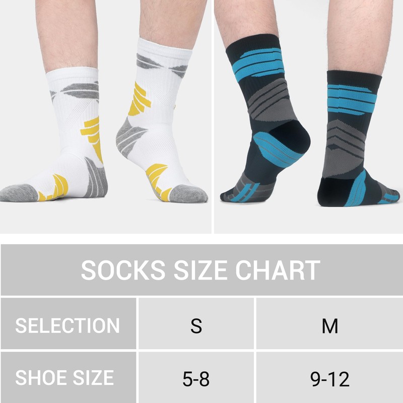 MAKABO Men's Performance Compression Cushioned Socks, Crew Work Athletic Socks