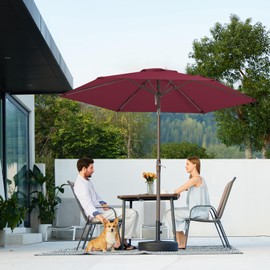 JEAREY 7.5FT Patio Umbrellas Outdoor Pool Umbrella Table Market Umbrella with 6 Ribs, Tilt Button for Deck Backyard Garden,Burgundy