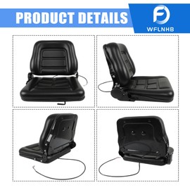 WFLNHB Universal Forklift Seat Fold Down Tractor Seat Adjustable Back Armrest Micro Switch and Slide Replacement for Forklifts Dozers Aerial Lifts Floor scrubbers