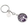 JSDDE Natural Amethyst Crystal Keyring Silver Life Tree Healing Crystals