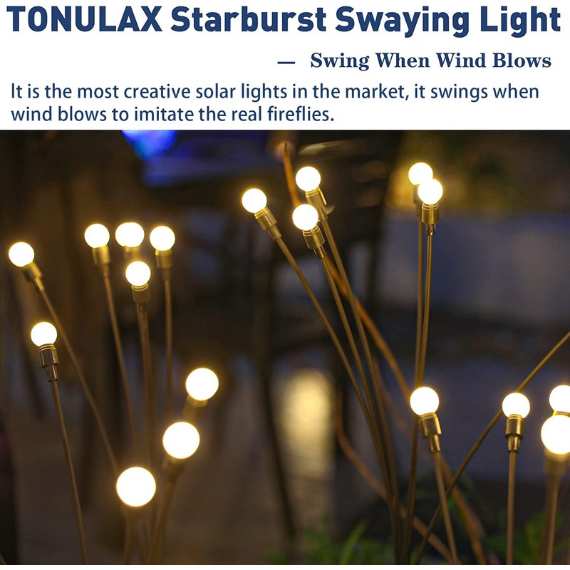 TONULAX Solar Garden Lights - Upgraded Solar Swaying Light, Sway