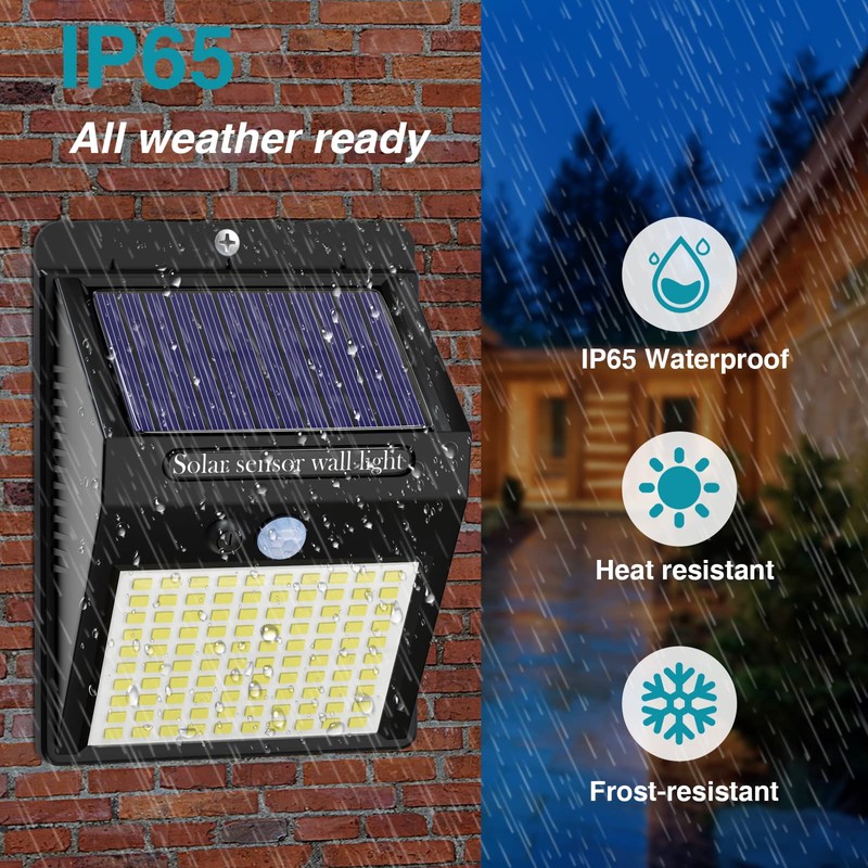 6 Pack Solar Motion Lights Outdoor, 3 Modes/100LED Solar Security