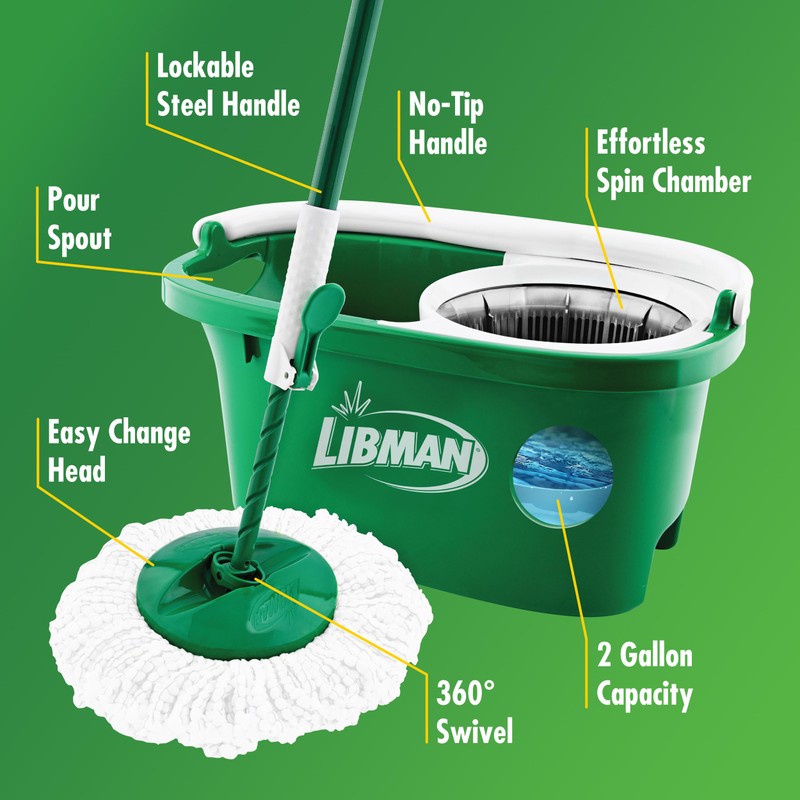 Libman Tornado Spin Mop System and 1 Refill, Mop and