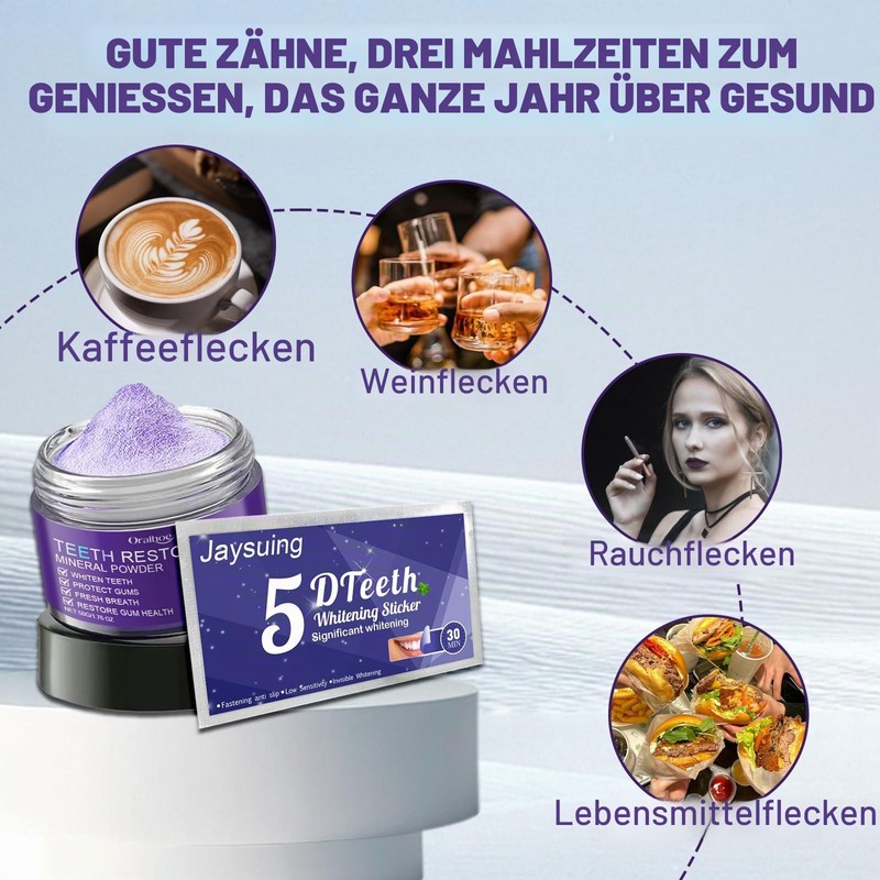 Teeth Whitening Powder, with Teeth Whitening Bleaching Strips, Teeth Repair