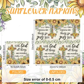Feifeiya 60 Pcs Sunflower Christian Cocktail Paper Napkins 6.5 x 6.5 Inches Disposable Paper Napkins Dessert Beverage Tissue for Decoupage Luncheon Tissue for Theme Party Wedding Birthday Party
